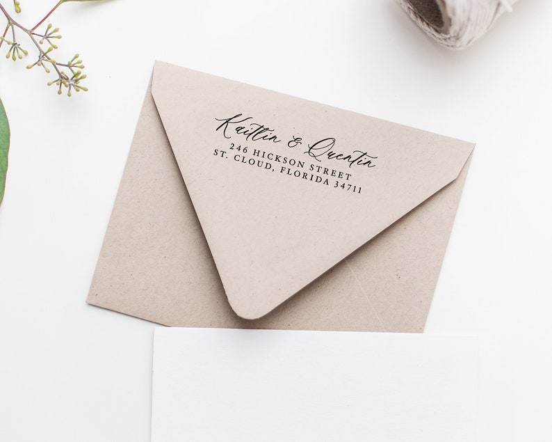 Calligraphy Return Address Stamp, Wooden or Self-Inking Stamp Housewarming Gift Personalized Gift Custom Address Stamp Rubber Stamp Weddings