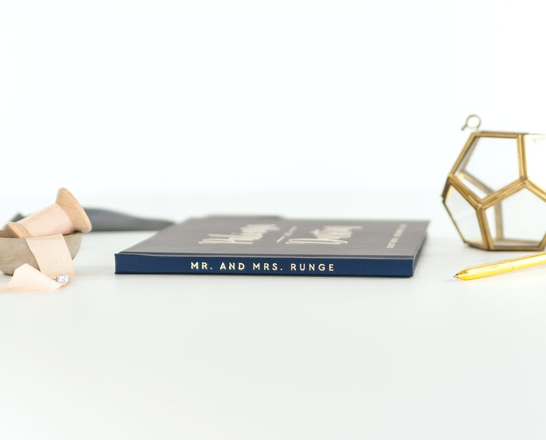 Wedding Guest Book wedding guestbook Navy and Gold wedding Etsy