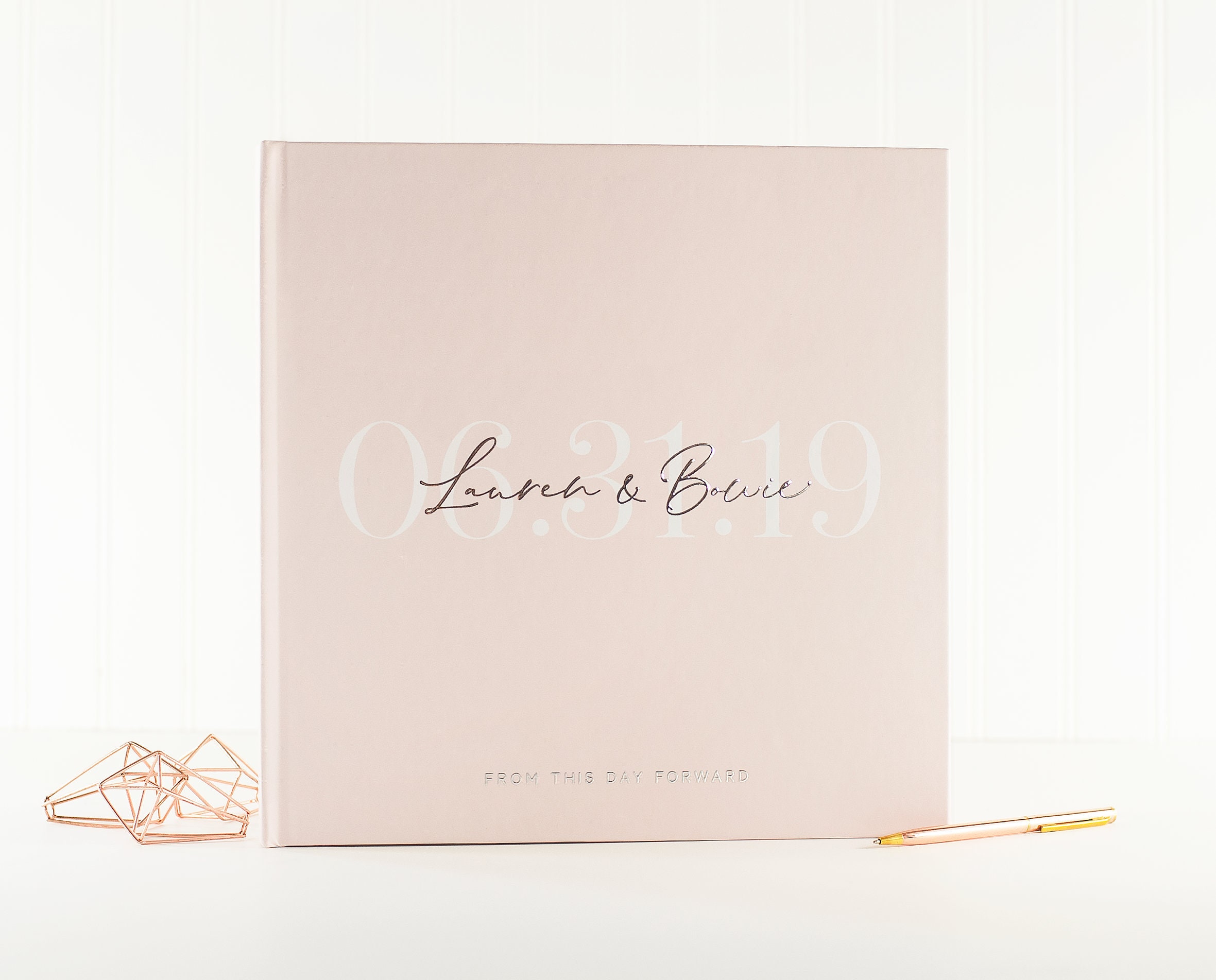 wedding guest book blush pink wedding guestbook silver foil pink wedding guest books