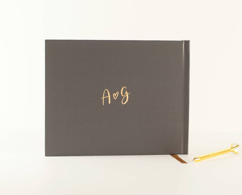 Wedding Guest Book wedding guestbook landscape guestbook Gold Foil wedding guest book gold wedding book wedding photo book heart guest book