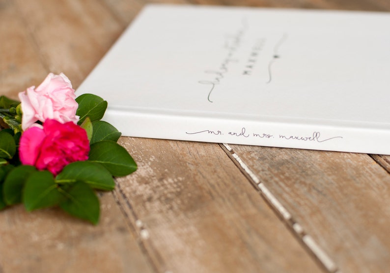 Wedding Guest Book Wedding Guestbook Custom Guest Book Personalized Custom wedding gift keepsake rustic black and white engagement gift pink