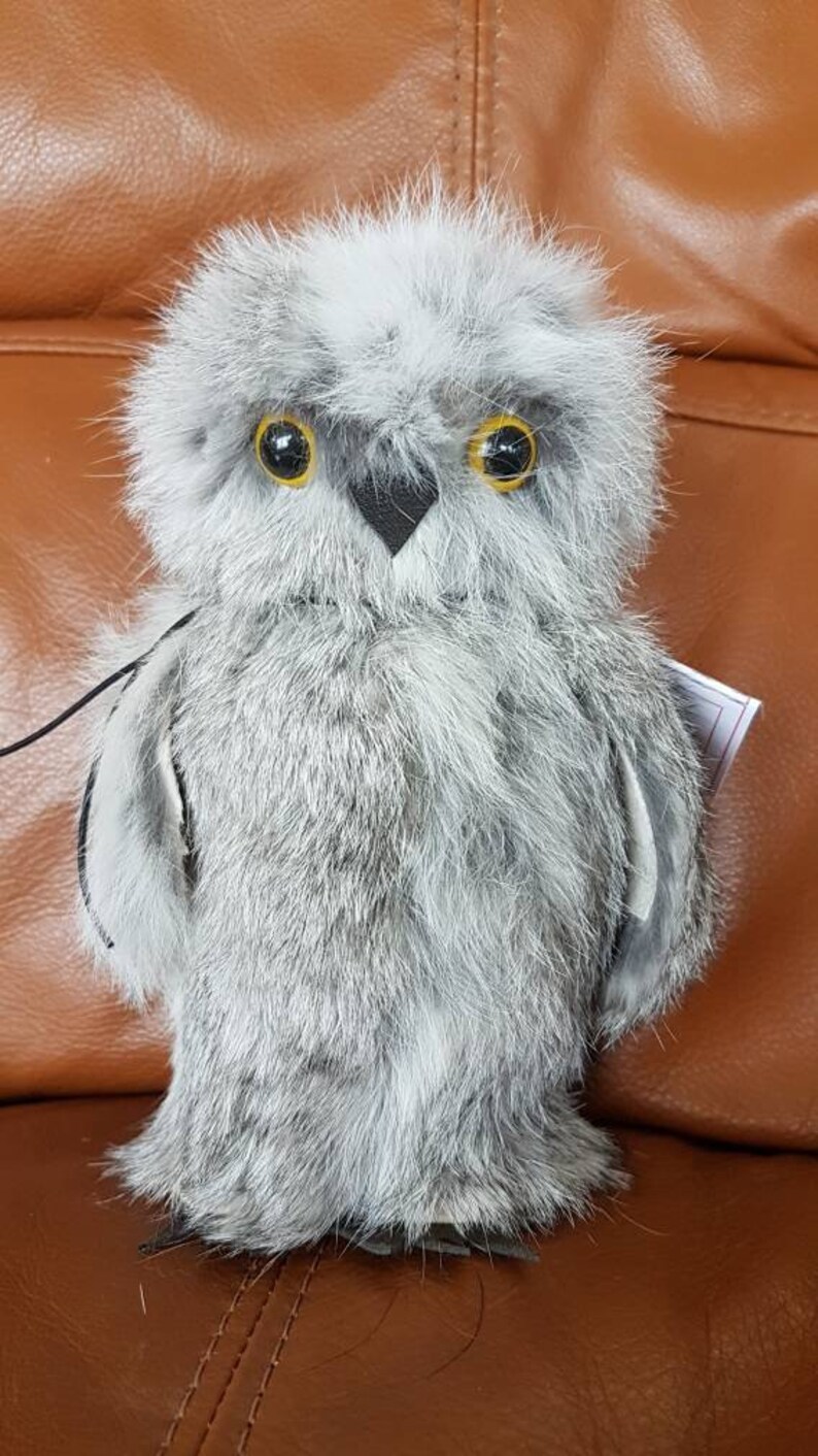 Owl owl teddy bear snowy owl real fur recovered from | Etsy