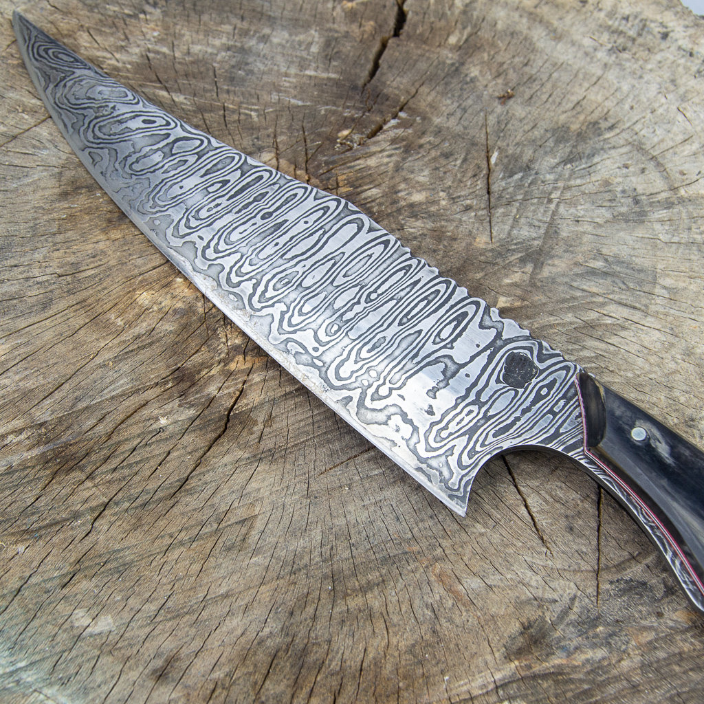 Ladder Damascus Knife with Custom Sheath Etsy