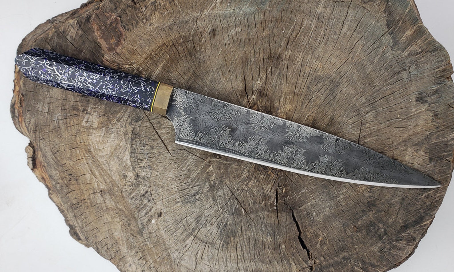 Mosaic Damascus Chef Knife Etsy