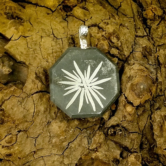Sterling Silver Hand Etched Pendant - Available in 11 Stones Sterling Silver Hand Etched Pendant - Available in 11 Stones