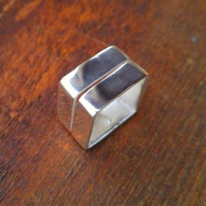 Silver Square Ring, Square Silver Ring, Mens Ring, Square Ring, Unisex Ring, Square Band, Mens Silver Ring, Square Wedding Ring image 3