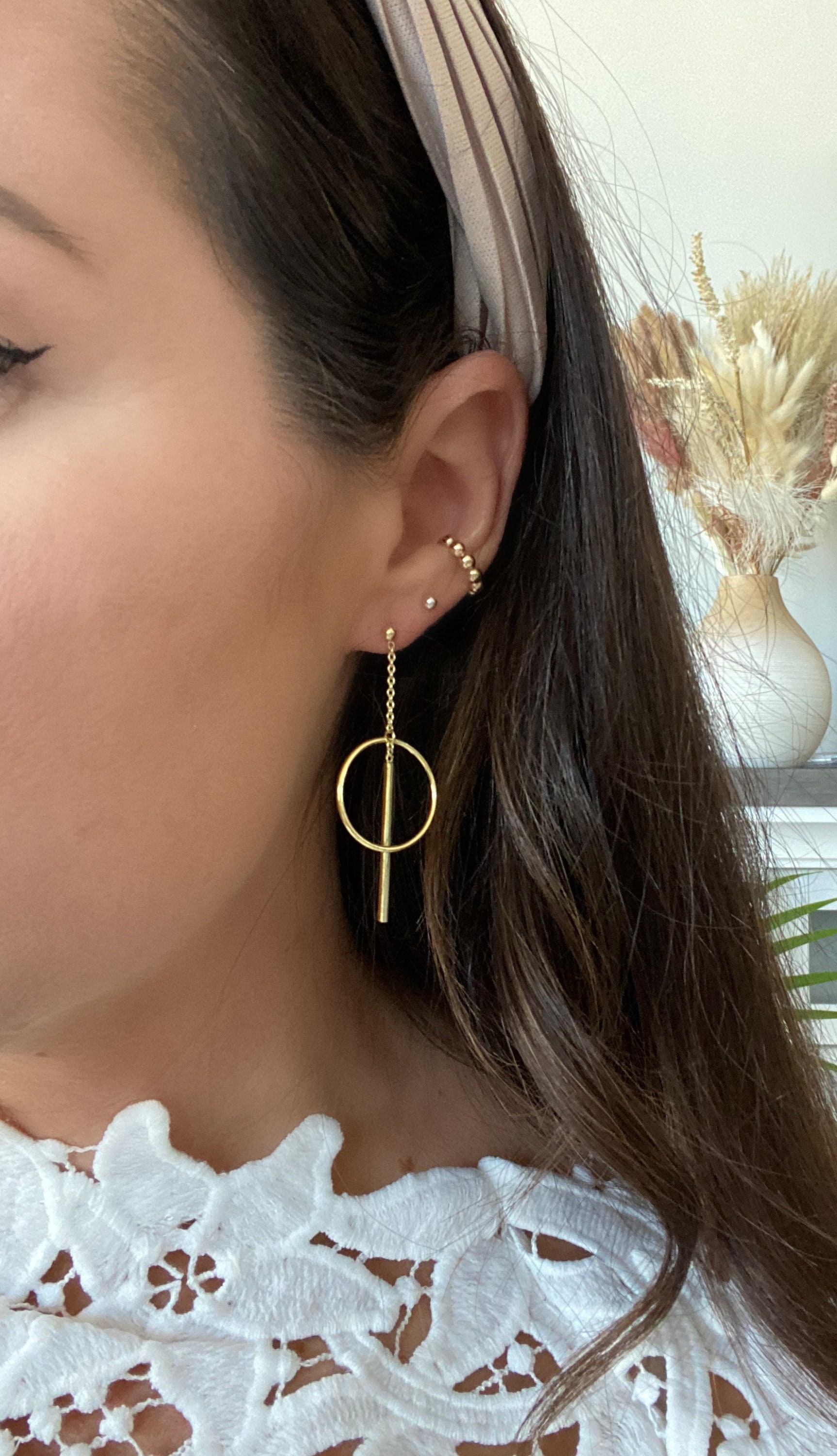 Circle and bar hoop earrings deals