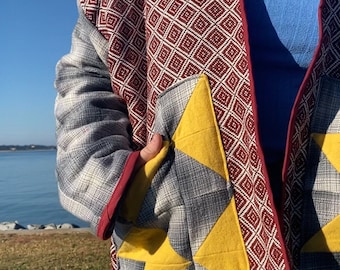 Handmade Upcycled Tea Towel Roman Villa Barn Coat