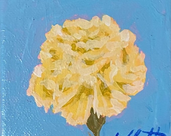 Miniature Carnation Floral Painting Original Artwork (4x4 Inch Canvas)