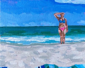 6x6 Acrylic Beach Original Artwork Painting