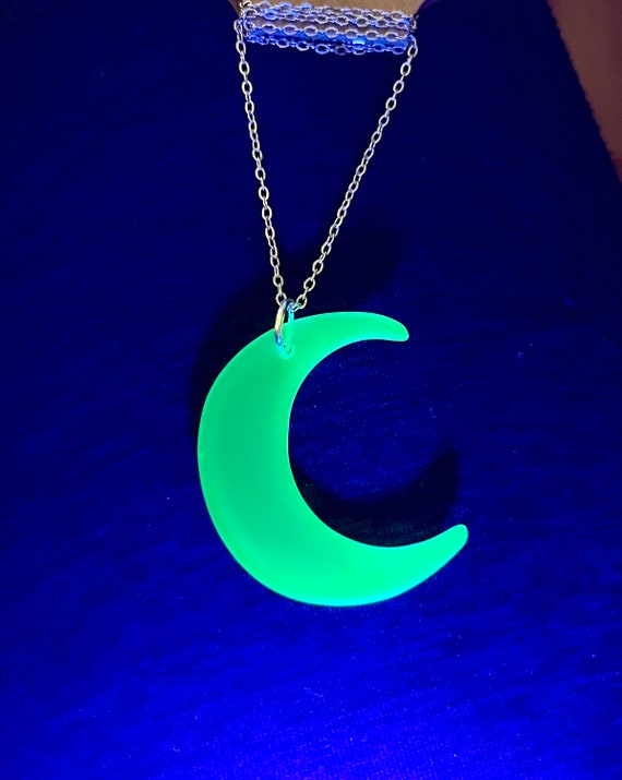 Uranium Glass Moon Pendant - image 3