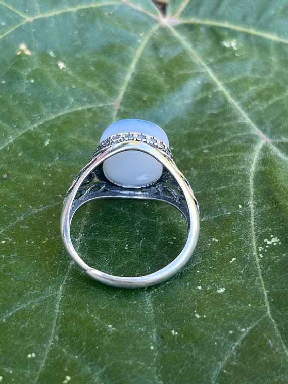 PYREX Blue Dots sterling silver ring adjustable - image 6