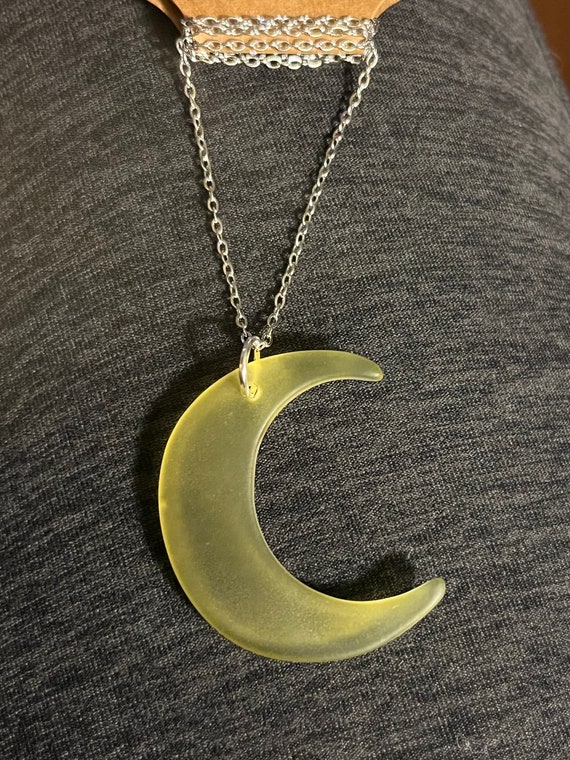 Uranium Glass Moon Pendant - image 4