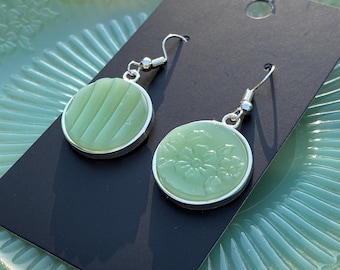 Fire King Jadeite Earrings