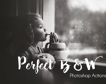 Photoshop Action Black & White / 4 acciones de photoshop / PS action / Perfect Black and White / BW action / Black and white Photoshop