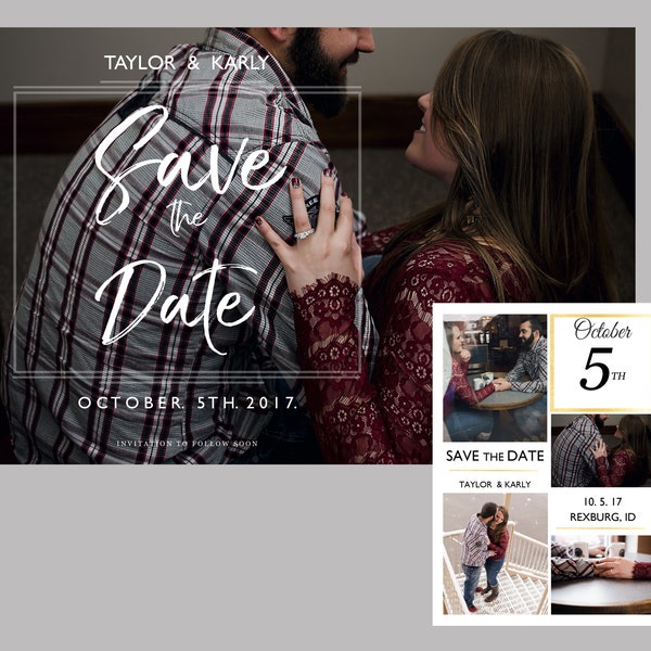 Guardar la plantilla de fecha- Bold / Plantillas de diseño / Plantillas de diseño digital para Photoshop / Guardar las tarjetas de fecha / Guardar el diseño de fecha