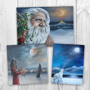 Biglietti Yule / Biglietti Solstizio d'inverno / Biglietti di Natale / confezione da 3