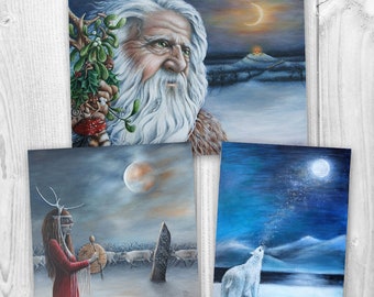 Yule cards / Winter Solstice cards / Christmas cards / pack of 3