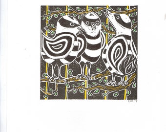 Jail Birds Print on A4 Art paper