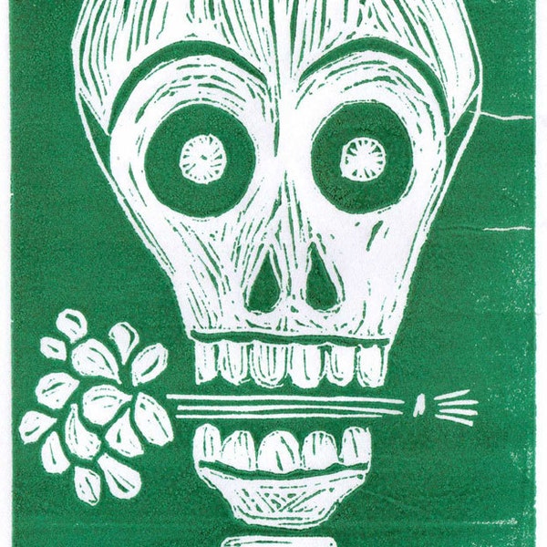 Skull Suitor. lino cut print