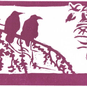 Ravens lino cut print