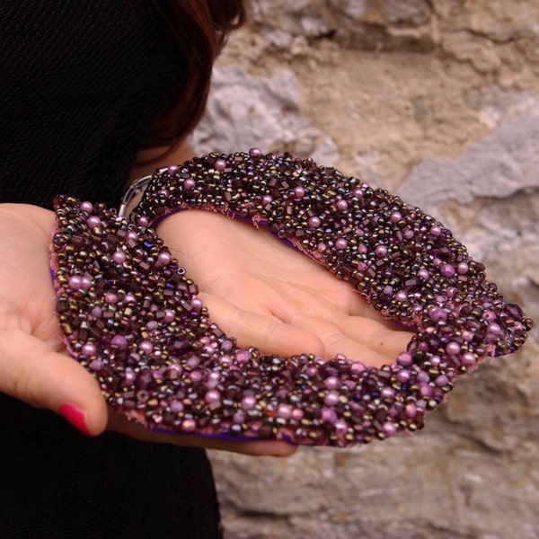 Peter Pan Collar Necklace, Plum Color Detachable Collar Necklace, Vintage Inspired Old Rose Violet Collar