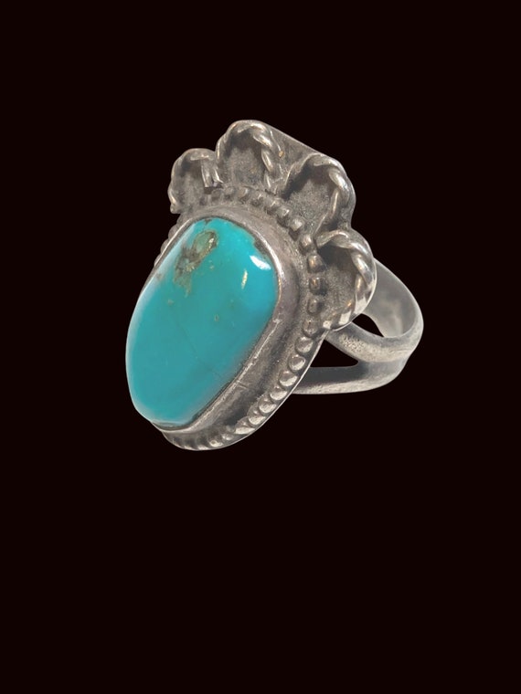 Antique Native, Turquoise "Bear Paw" Ring, Circa 1