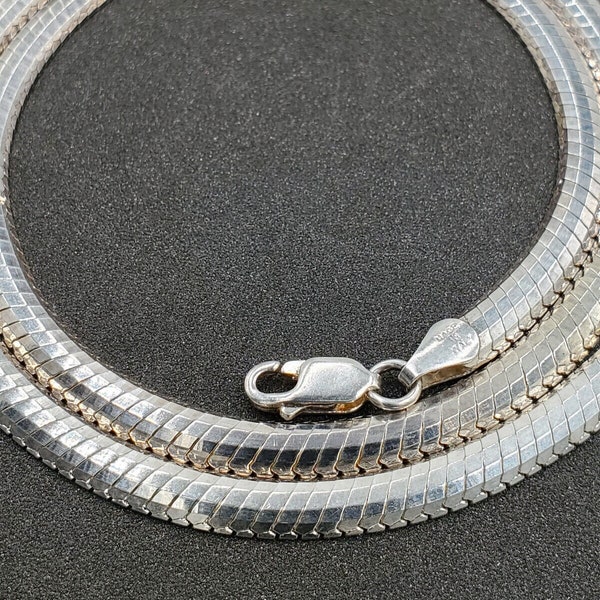 Estate Milor Italy 925 Sterling 5mm Flat Snake Chain Necklace 18"~ 28.7g VIDEO