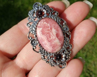Garnet Gemstone Handmade 925 Sterling Silver Jewelry Necklace 18 Christmas Festival Special Necklace Adjustable Neckalce Aaa+Rhodochrosite