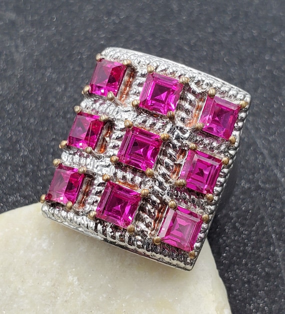 Karis STS Platinum Plated Simulated Ruby Checkerbo