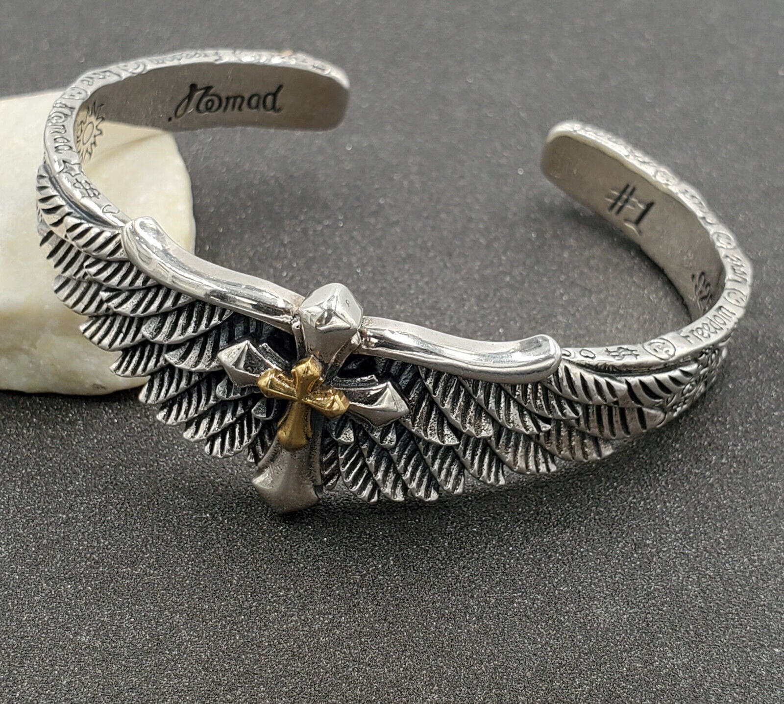 BWL Bill Wall Leather 925 Sterling Nomad Wing Cross Cuff BWL Bill Wall Leather 925 Sterling Nomad Wing Cross Cuff