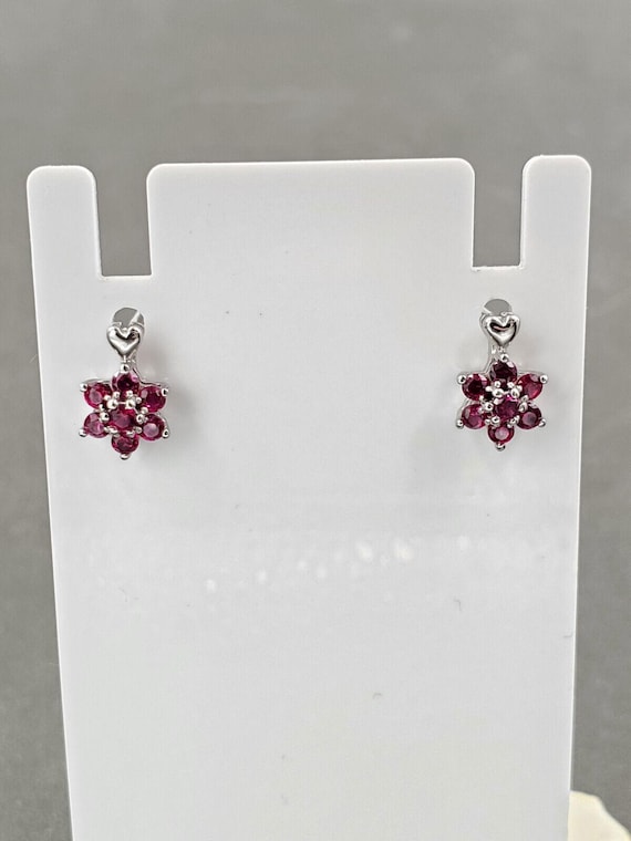 Cluster Lab Created Ruby Sterling Silver Delicate… - image 6