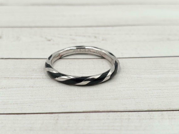 Stackable Expressions Sterling Twisted Black Enam… - image 2