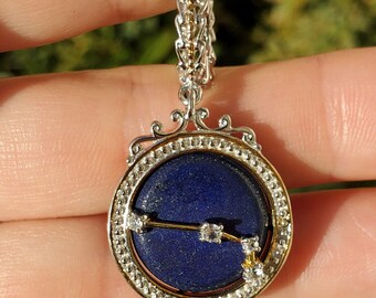 Michael Valitutti Gems en Vogue Lapis Gold Sterling Aries Zodiac Charm Pendant