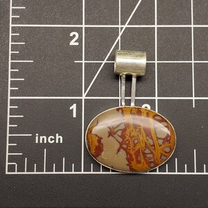 Estate Noreena Jasper Cabochon 925 Sterling Silver Southwest Slide Pendant VIDEO image 7