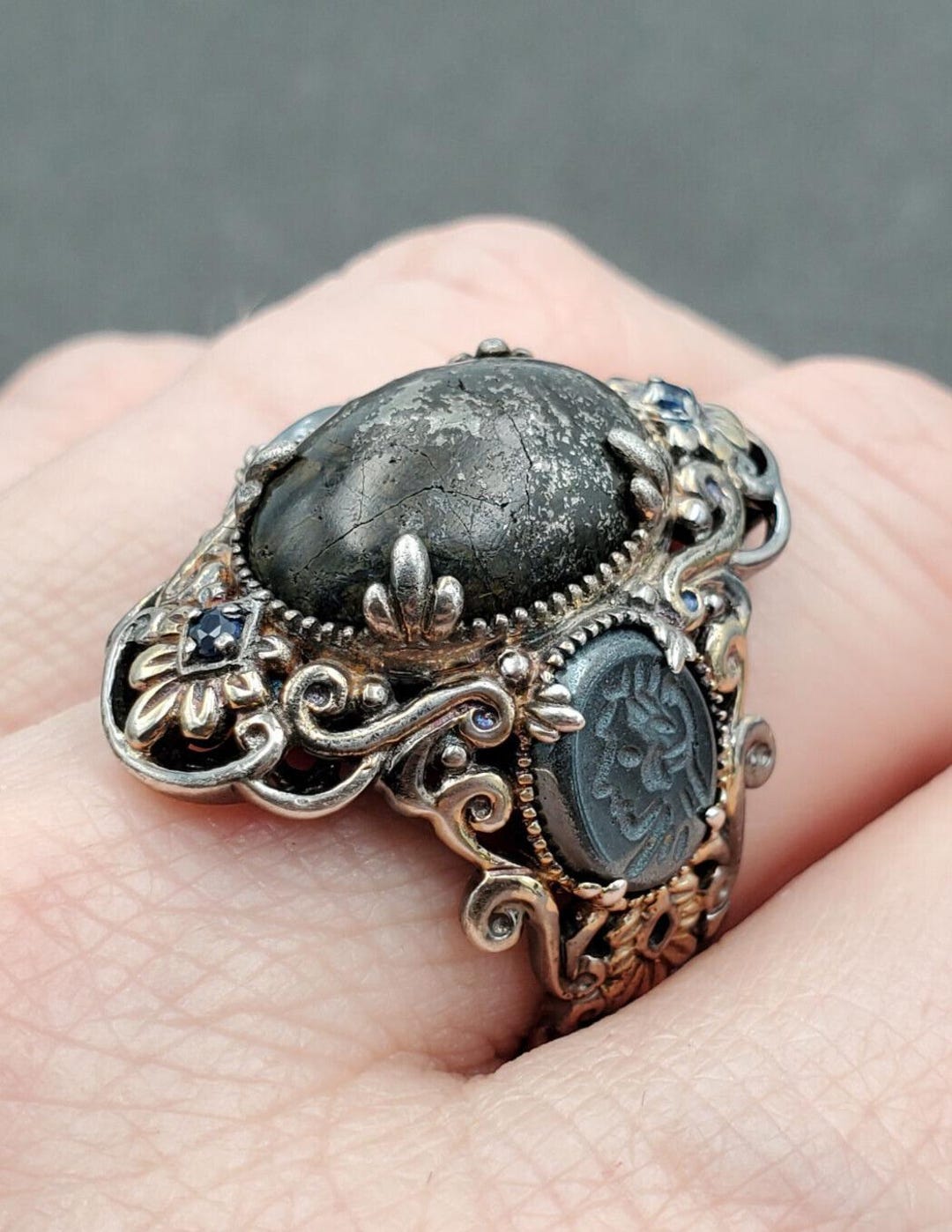 Michael Valitutti Gems En Vogue Hematite Intaglio Vermeil Black ...