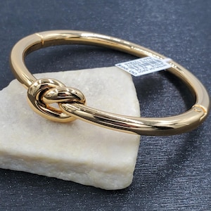 NEW Brighton Interlok Single Knot Gold Hinged Bangle image 3