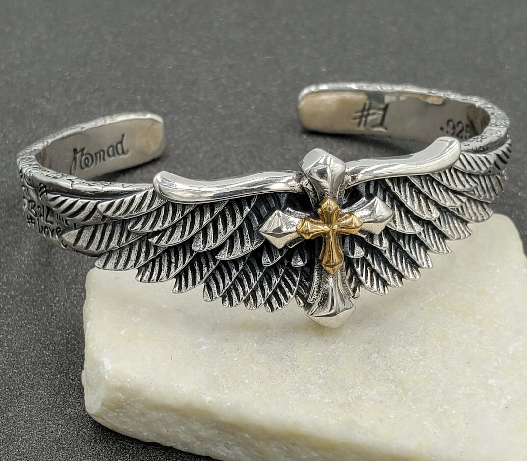 BWL Bill Wall Leather 925 Sterling Nomad Wing Cross Cuff BWL Bill Wall Leather 925 Sterling Nomad Wing Cross Cuff