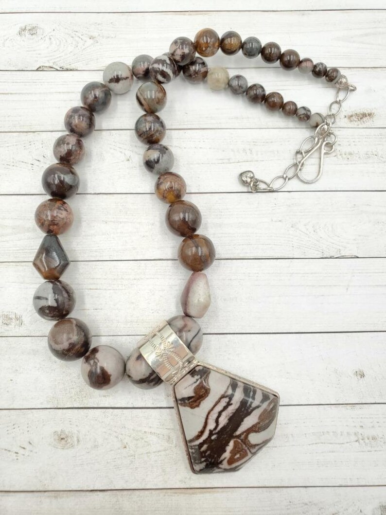 Jay King DTR 925 Sterling Silver Brown and Gray Jasper Pendant - Etsy