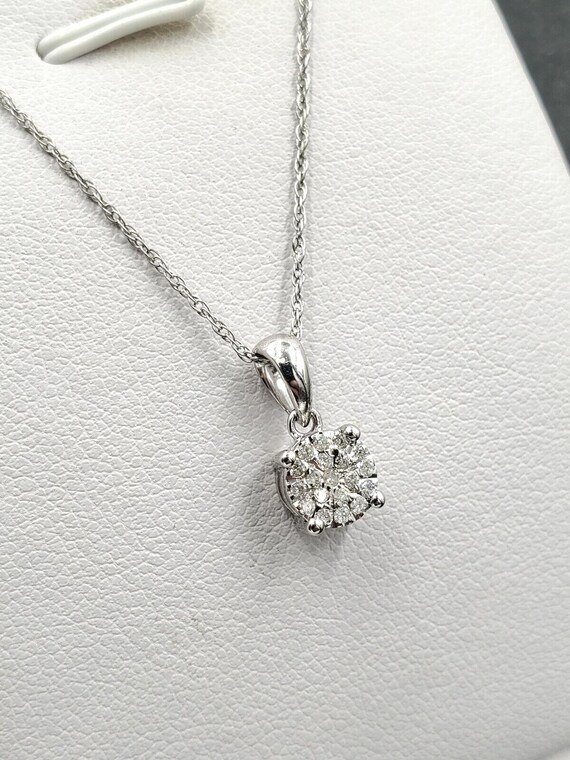 Macy's 1/10 Ct Tw Diamond Cluster 925 Sterling Silver Pendant