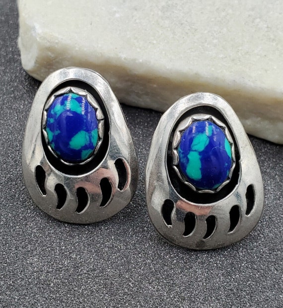 The Most Unique Vintage Native American Navajo Azurite Sterling Silver Bracelet The Most Unique Vintage Native American Navajo Azurite Sterling Silver Bracelet
