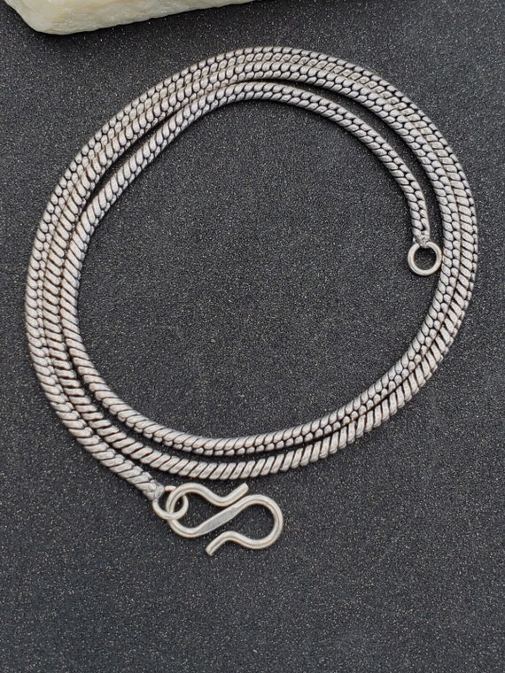 Bali Bohemian Oxidized Silver Tone 2mm Snake Chain