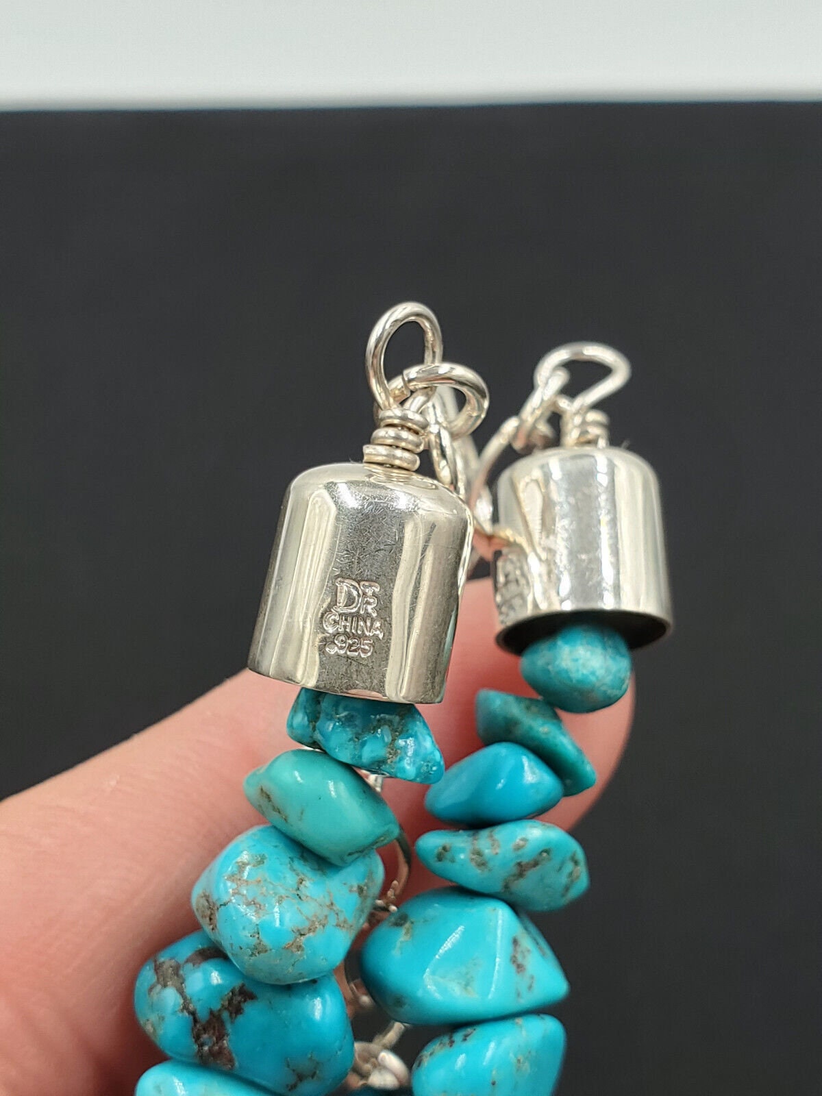 Jay King DTR Necklace 925 Sterling Silver Natural Turquoise Graduated Beads Nugg Jay King Desert Rose Trading Sterling Silver Turquoise  main image 4