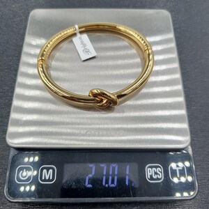 NEW Brighton Interlok Single Knot Gold Hinged Bangle afbeelding 7