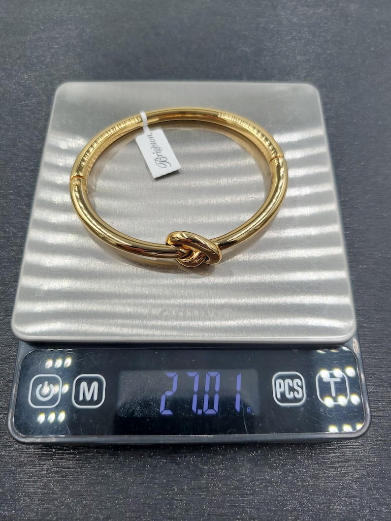 NEW Brighton Interlok Single Knot Gold Hinged Bangle afbeelding 7