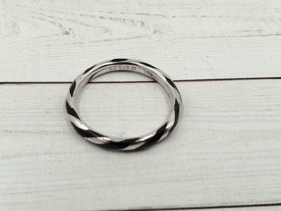 Stackable Expressions Sterling Twisted Black Enam… - image 3