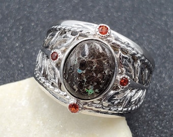 QVC Designer Black Opal Garnet 925 Sterling Silver Band Ring Size 8.25 VIDEO