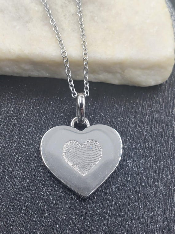 Abbott Lyon Uniquely Yours Fingerprint Heart Necklace - Silver ~ Msrp 120