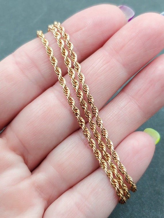 Estate Vintage Solid 9ct 9k Yellow Gold Rope Chai… - image 5