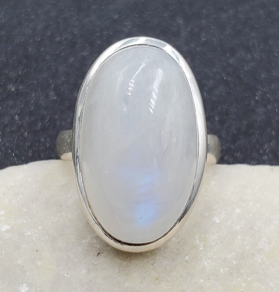 Estate Rainbow Moonstone 925 Sterling Silver Oval… - image 2